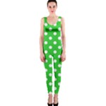Polka Dots - White on Lime Green OnePiece Catsuit