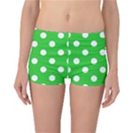 Polka Dots - White on Lime Green Reversible Boyleg Bikini Bottoms