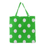 Polka Dots - White on Lime Green Grocery Tote Bag