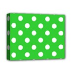 Polka Dots - White on Lime Green Deluxe Canvas 14  x 11  (Stretched)