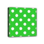 Polka Dots - White on Lime Green Mini Canvas 4  x 4  (Stretched)