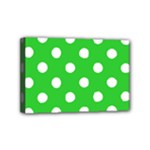 Polka Dots - White on Lime Green Mini Canvas 6  x 4  (Stretched)