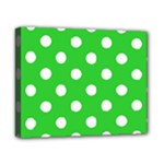 Polka Dots - White on Lime Green Canvas 10  x 8  (Stretched)