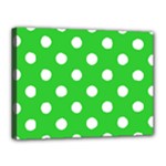 Polka Dots - White on Lime Green Canvas 16  x 12  (Stretched)
