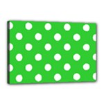 Polka Dots - White on Lime Green Canvas 18  x 12  (Stretched)