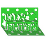 Polka Dots - White on Lime Green Happy Birthday 3D Greeting Card (8x4)