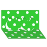 Polka Dots - White on Lime Green Twin Hearts 3D Greeting Card (8x4)