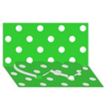 Polka Dots - White on Lime Green Twin Heart Bottom 3D Greeting Card (8x4)