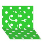 Polka Dots - White on Lime Green Clover 3D Greeting Card (7x5)