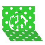 Polka Dots - White on Lime Green Peace Sign 3D Greeting Card (7x5)