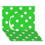 Polka Dots - White on Lime Green Circle 3D Greeting Card (7x5)