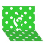 Polka Dots - White on Lime Green Ribbon 3D Greeting Card (7x5)