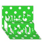 Polka Dots - White on Lime Green Miss You 3D Greeting Card (7x5)