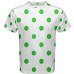 Polka Dots - Lime Green on White Men s Cotton Tee