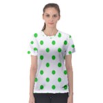 Polka Dots - Lime Green on White Women s Sport Mesh Tee