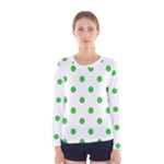 Polka Dots - Lime Green on White Women s Long Sleeve T-shirt
