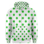 Polka Dots - Lime Green on White Men s Zipper Hoodie