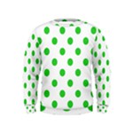 Polka Dots - Lime Green on White Kid s Sweatshirt