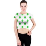 Polka Dots - Lime Green on White Crew Neck Crop Top