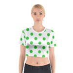 Polka Dots - Lime Green on White Cotton Crop Top