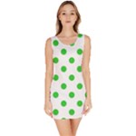 Polka Dots - Lime Green on White Bodycon Dress
