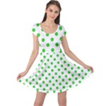 Polka Dots - Lime Green on White Cap Sleeve Dress