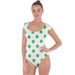 Polka Dots - Lime Green on White Short Sleeve Leotard (Ladies)