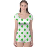 Polka Dots - Lime Green on White Boyleg Leotard (Ladies)