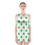 Polka Dots - Lime Green on White Women s Cutout Shoulder Dress