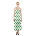 Polka Dots - Lime Green on White Full Print Maxi Dress