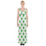 Polka Dots - Lime Green on White Maxi Thigh Split Dress