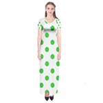 Polka Dots - Lime Green on White Short Sleeve Maxi Dress