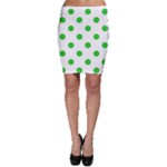 Polka Dots - Lime Green on White Bodycon Skirt