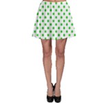 Polka Dots - Lime Green on White Skater Skirt