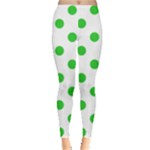 Polka Dots - Lime Green on White Women s Leggings