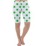 Polka Dots - Lime Green on White Cropped Leggings