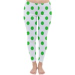 Polka Dots - Lime Green on White Winter Leggings