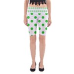Polka Dots - Lime Green on White Yoga Cropped Leggings