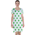 Polka Dots - Lime Green on White Short Sleeve Nightdress