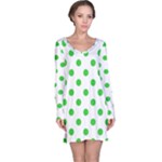 Polka Dots - Lime Green on White Long Sleeve Nightdress