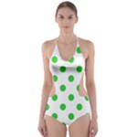 Polka Dots - Lime Green on White Cut-Out One Piece Swimsuit