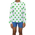Polka Dots - Lime Green on White Kid s Long Sleeve Swimwear