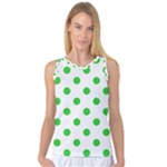 Polka Dots - Lime Green on White Women s Basketball Tank Top