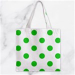Polka Dots - Lime Green on White Zipper Grocery Tote Bag