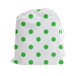 Polka Dots - Lime Green on White Drawstring Pouch (XXl)