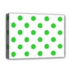 Polka Dots - Lime Green on White Deluxe Canvas 16  x 12  (Stretched)