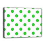 Polka Dots - Lime Green on White Canvas 16  x 12  (Stretched)
