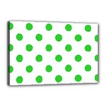 Polka Dots - Lime Green on White Canvas 18  x 12  (Stretched)