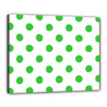 Polka Dots - Lime Green on White Canvas 20  x 16  (Stretched)