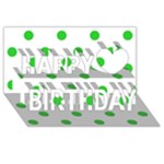 Polka Dots - Lime Green on White Happy Birthday 3D Greeting Card (8x4)